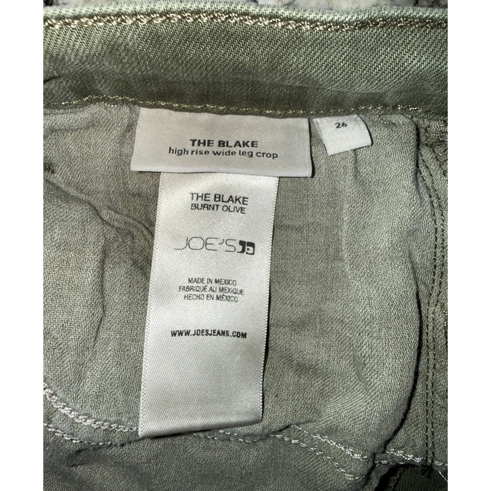 Joe's Jeans The Blake High Rise Wide Leg Crop Jeans Burnt Olive Green Size 26 - Picture 4 of 11